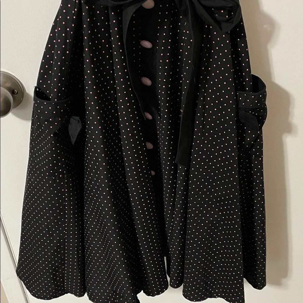 Hell Bunny Black with Pink Polka Dot Rockabilly Dress Size Small - Picture 3 of 13